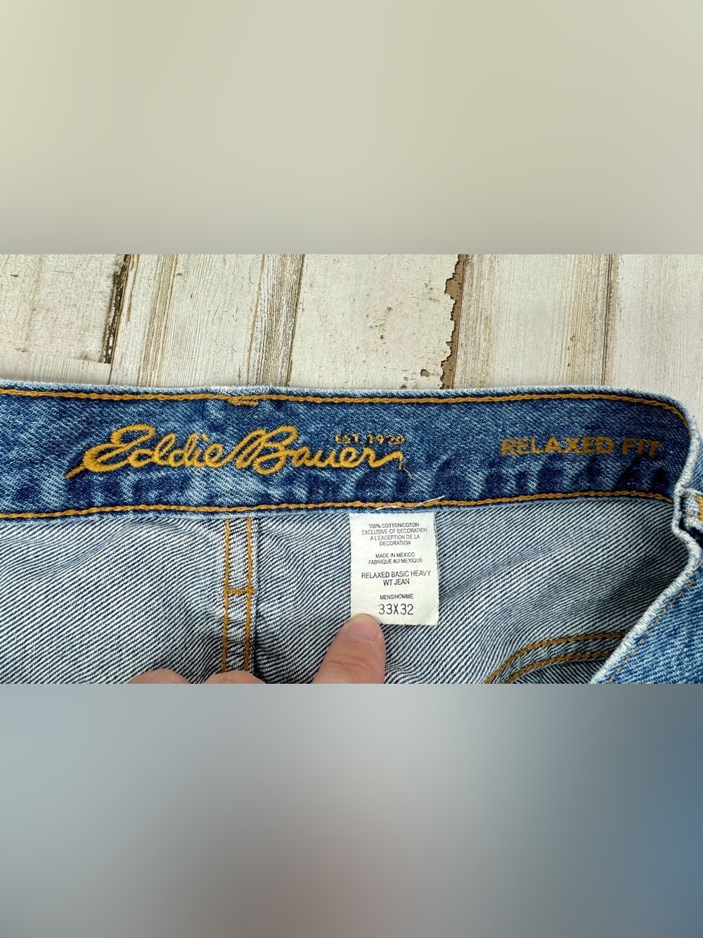 Vintage Eddie Bauer Jeans Mens 34x32 Straight Fit Y2K Medium Wash Blue Denim - Picture 4 of 10